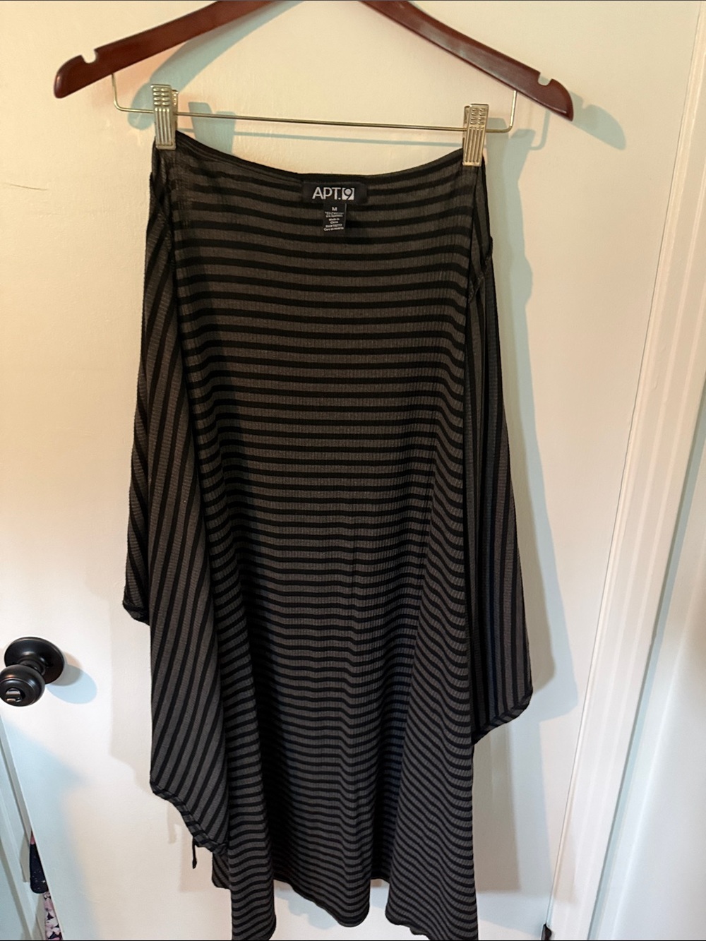 Apt. 9 Black & Charcoal Striped Circle Skirt